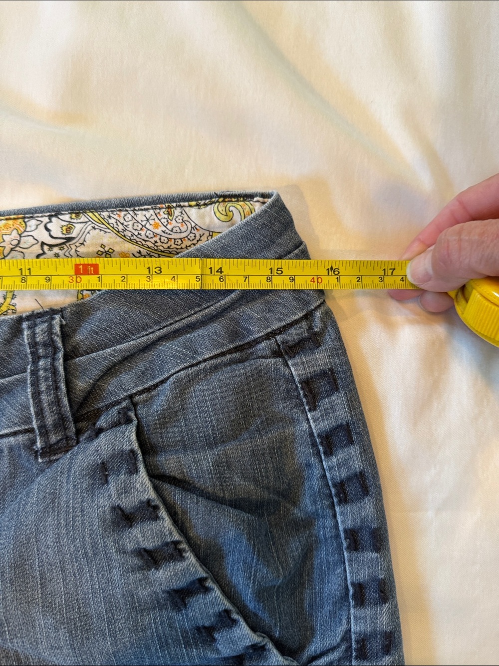 one 5 one Women's Denim Bermuda Shorts in Light Blue with Decorative Trim - Picture 9 of 12